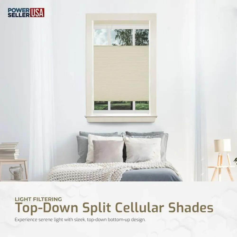 Cordless Window Blinds Cellular Top-Down Bottom-Up Honeycomb Pleated 3/8